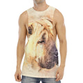 Shar Pei Portrait Print Men's Muscle Tank Top