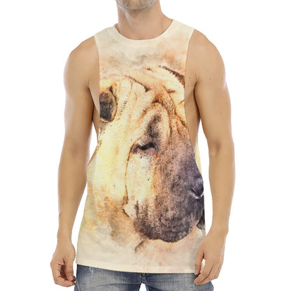 Shar Pei Portrait Print Men's Muscle Tank Top