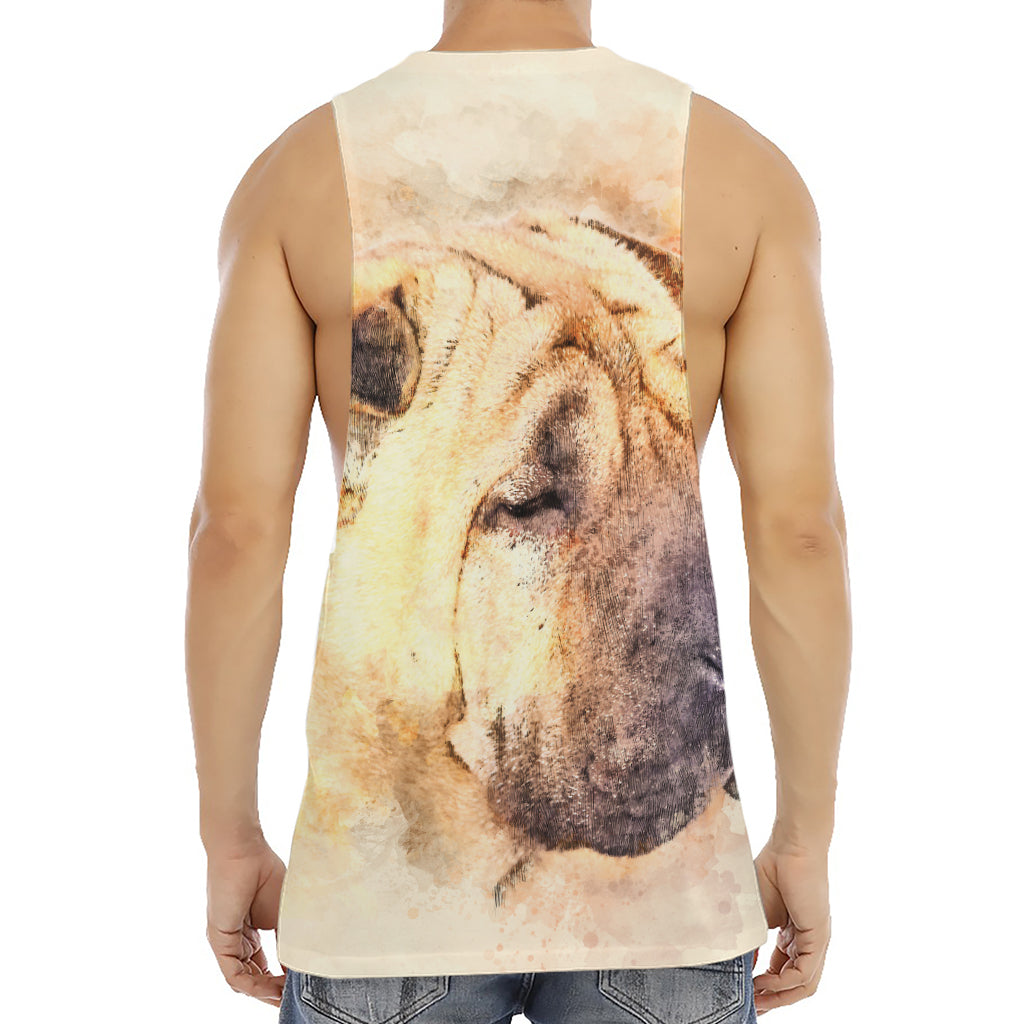 Shar Pei Portrait Print Men's Muscle Tank Top