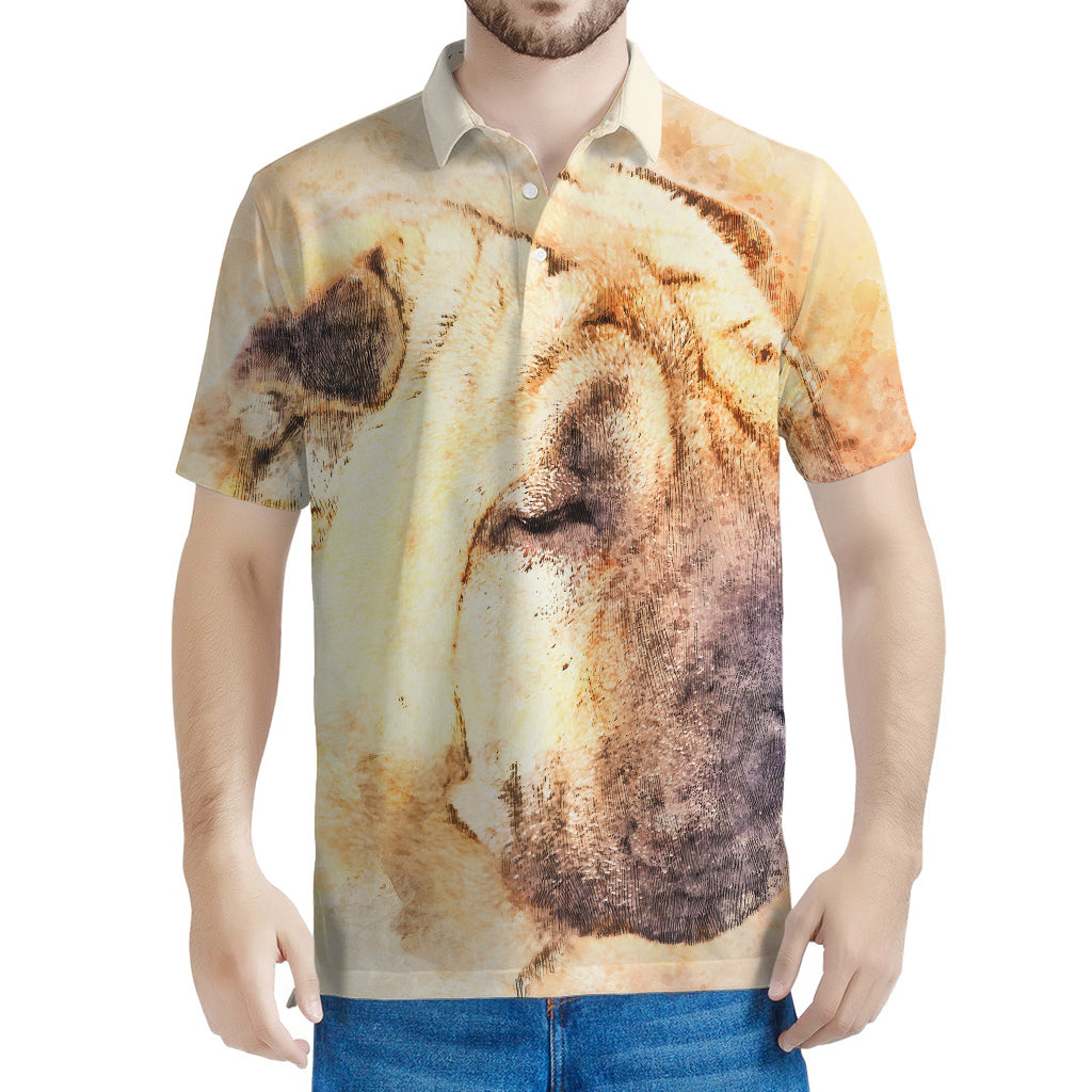 Shar Pei Portrait Print Men's Polo Shirt
