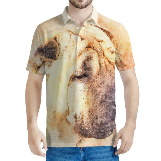 Shar Pei Portrait Print Men's Polo Shirt