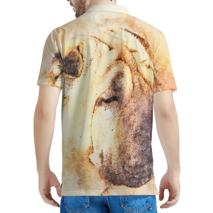 Shar Pei Portrait Print Men's Polo Shirt