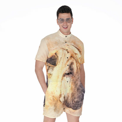 Shar Pei Portrait Print Men's Rompers