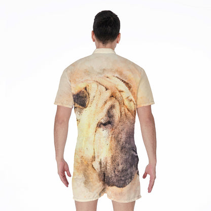 Shar Pei Portrait Print Men's Rompers