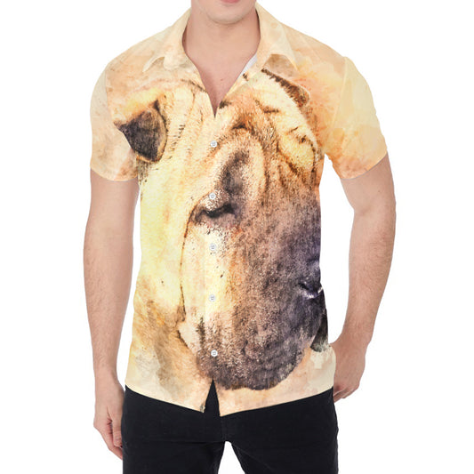 Shar Pei Portrait Print Men's Shirt