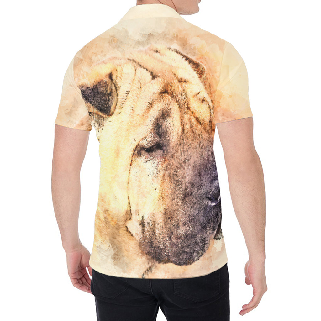 Shar Pei Portrait Print Men's Shirt