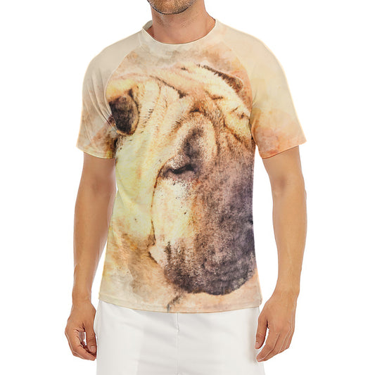 Shar Pei Portrait Print Men's Short Sleeve Rash Guard