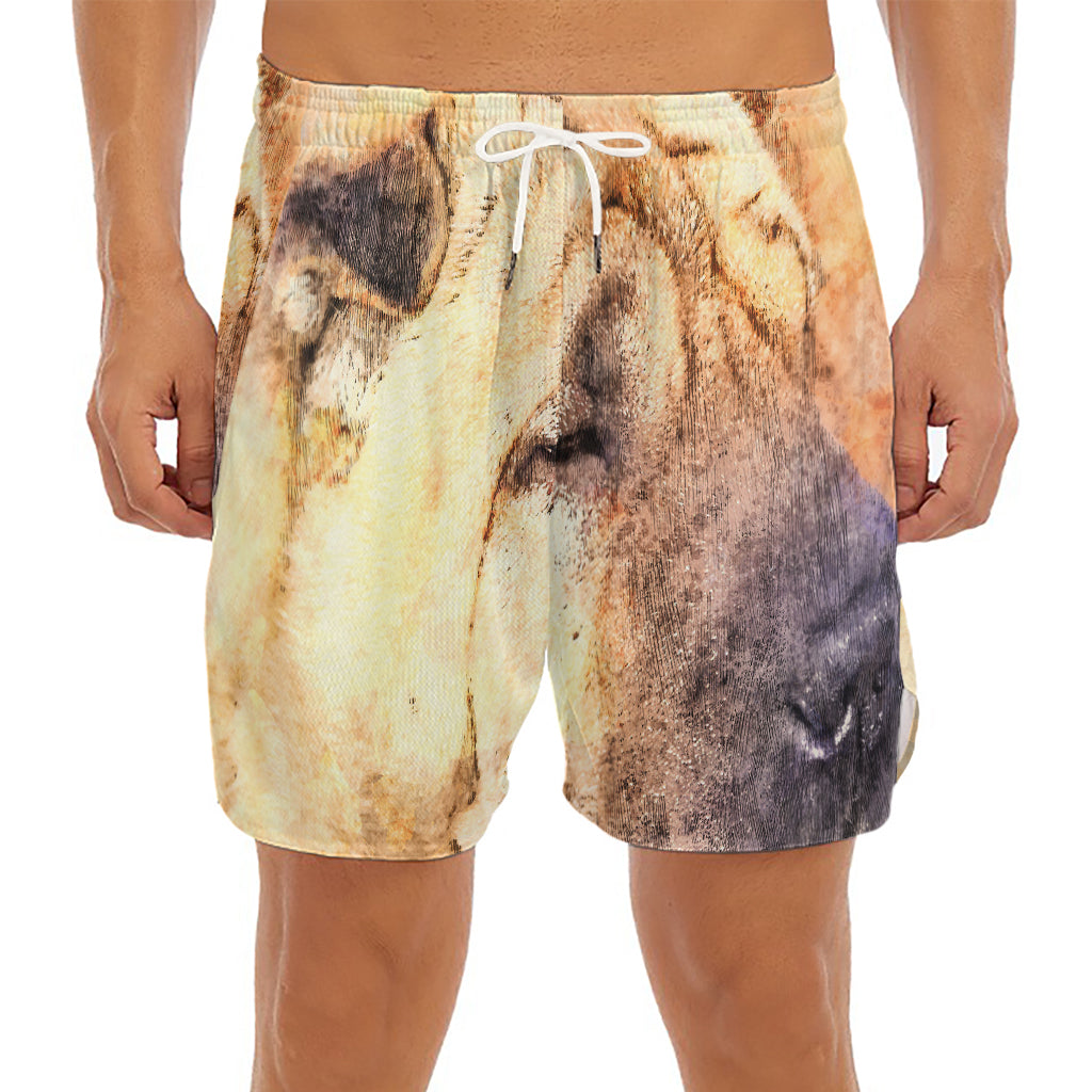 Shar Pei Portrait Print Men's Split Running Shorts