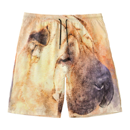 Shar Pei Portrait Print Men's Swim Trunks