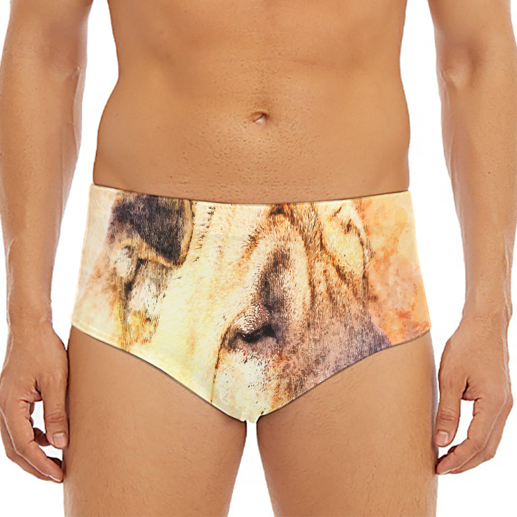 Shar Pei Portrait Print Men's Triangle Swim Briefs