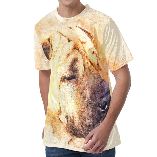 Shar Pei Portrait Print Men's Velvet T-Shirt