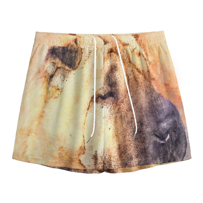 Shar Pei Portrait Print Mesh Shorts