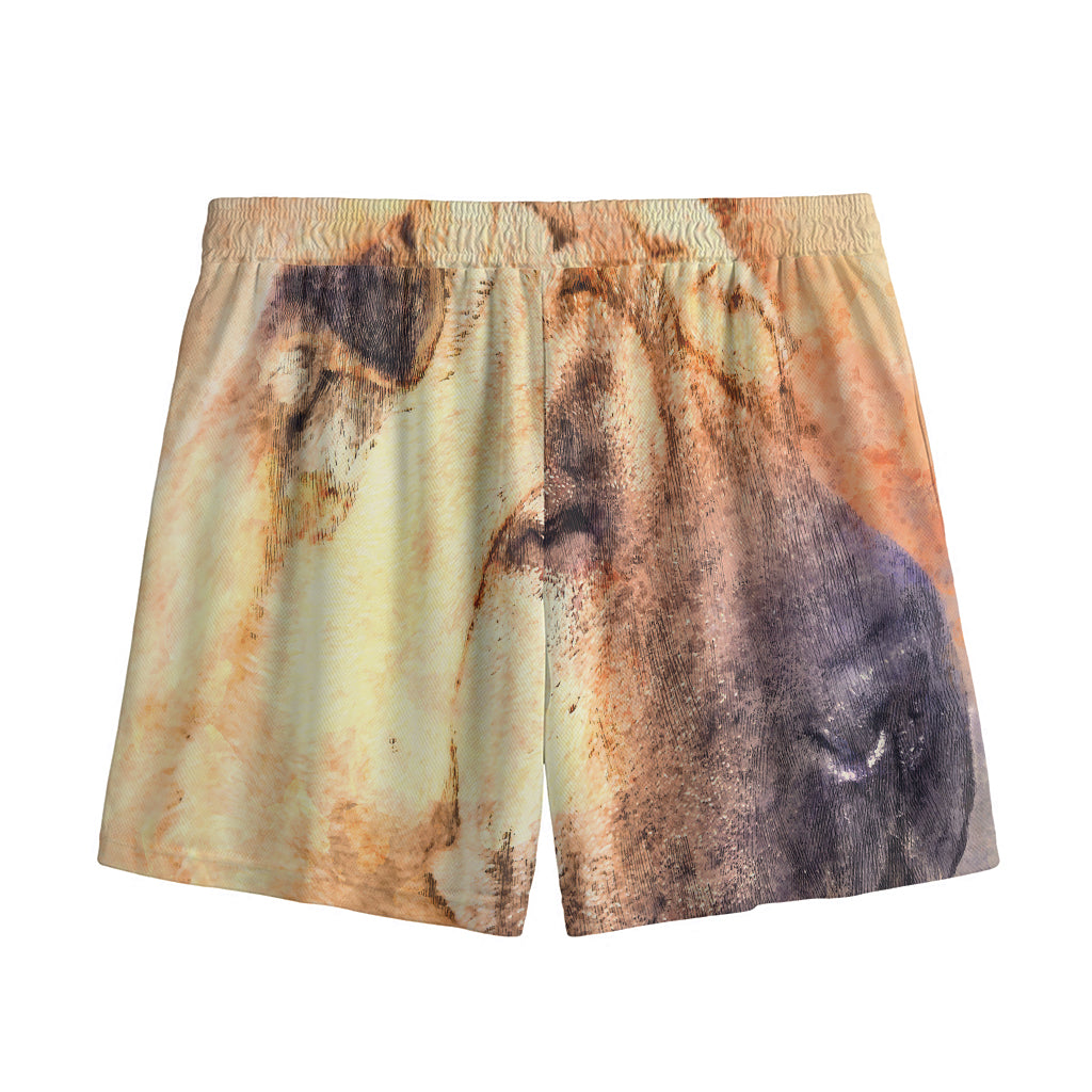 Shar Pei Portrait Print Mesh Shorts