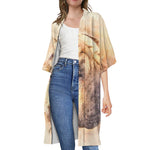 Shar Pei Portrait Print Open Front Beach Cover Up