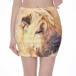 Shar Pei Portrait Print Pencil Mini Skirt