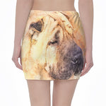 Shar Pei Portrait Print Pencil Mini Skirt