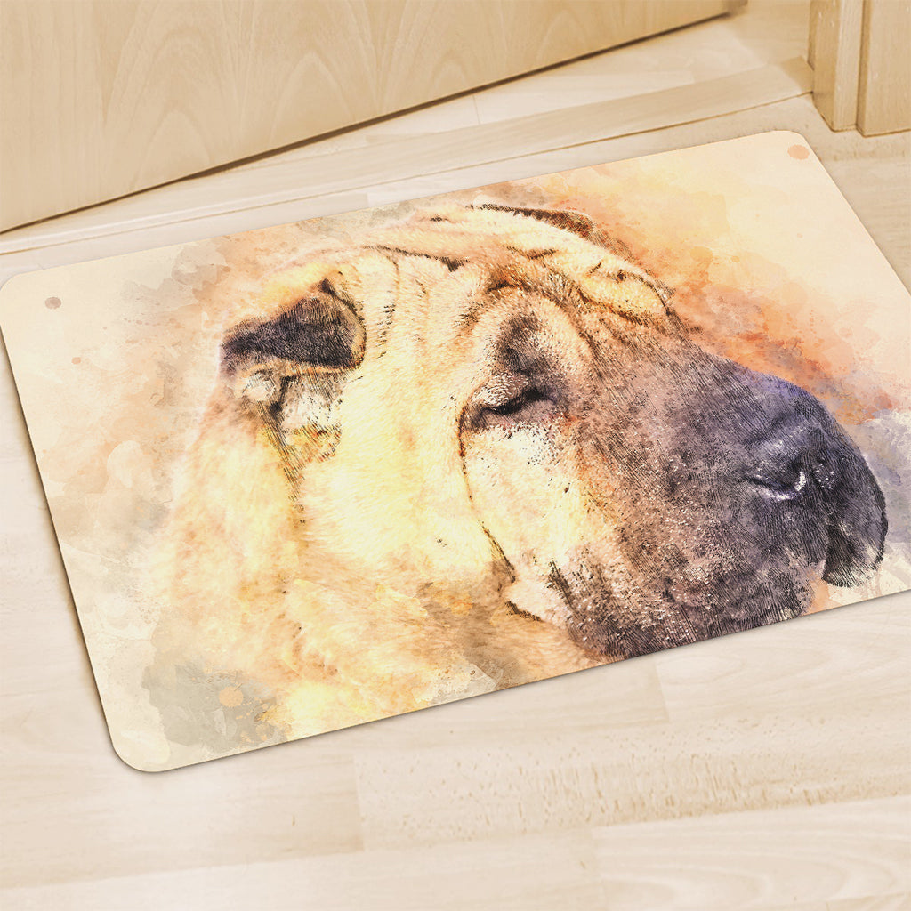 Shar Pei Portrait Print Polyester Doormat