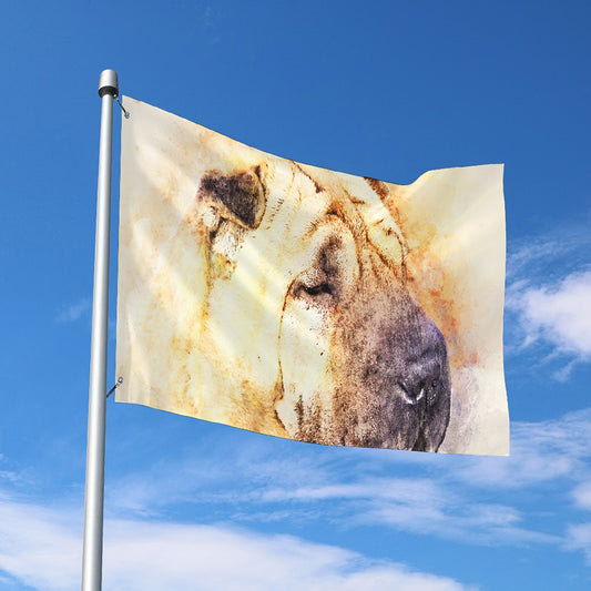Shar Pei Portrait Print Polyester Flag