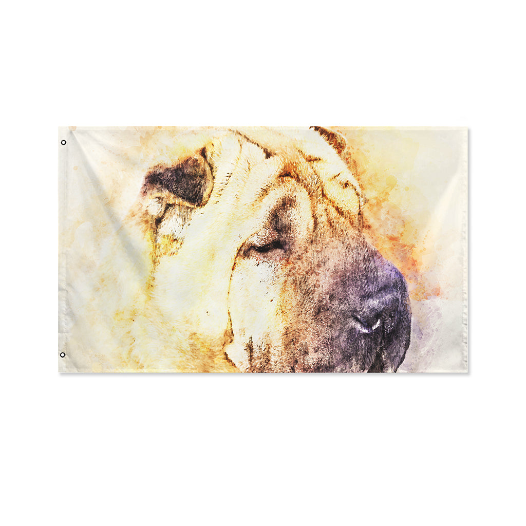 Shar Pei Portrait Print Polyester Flag