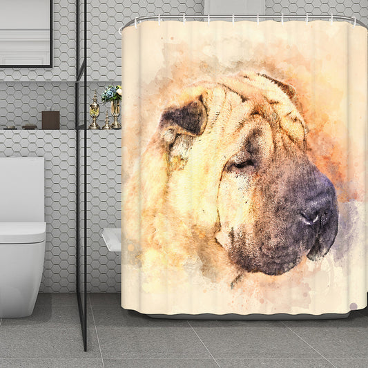 Shar Pei Portrait Print Polyester Shower Curtain