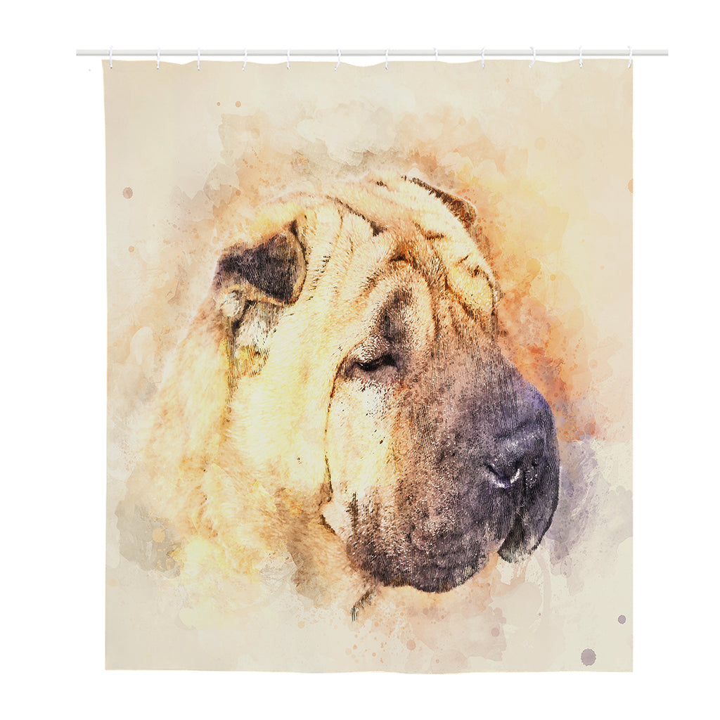Shar Pei Portrait Print Polyester Shower Curtain