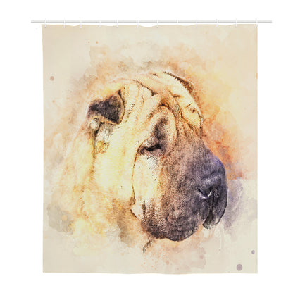 Shar Pei Portrait Print Polyester Shower Curtain