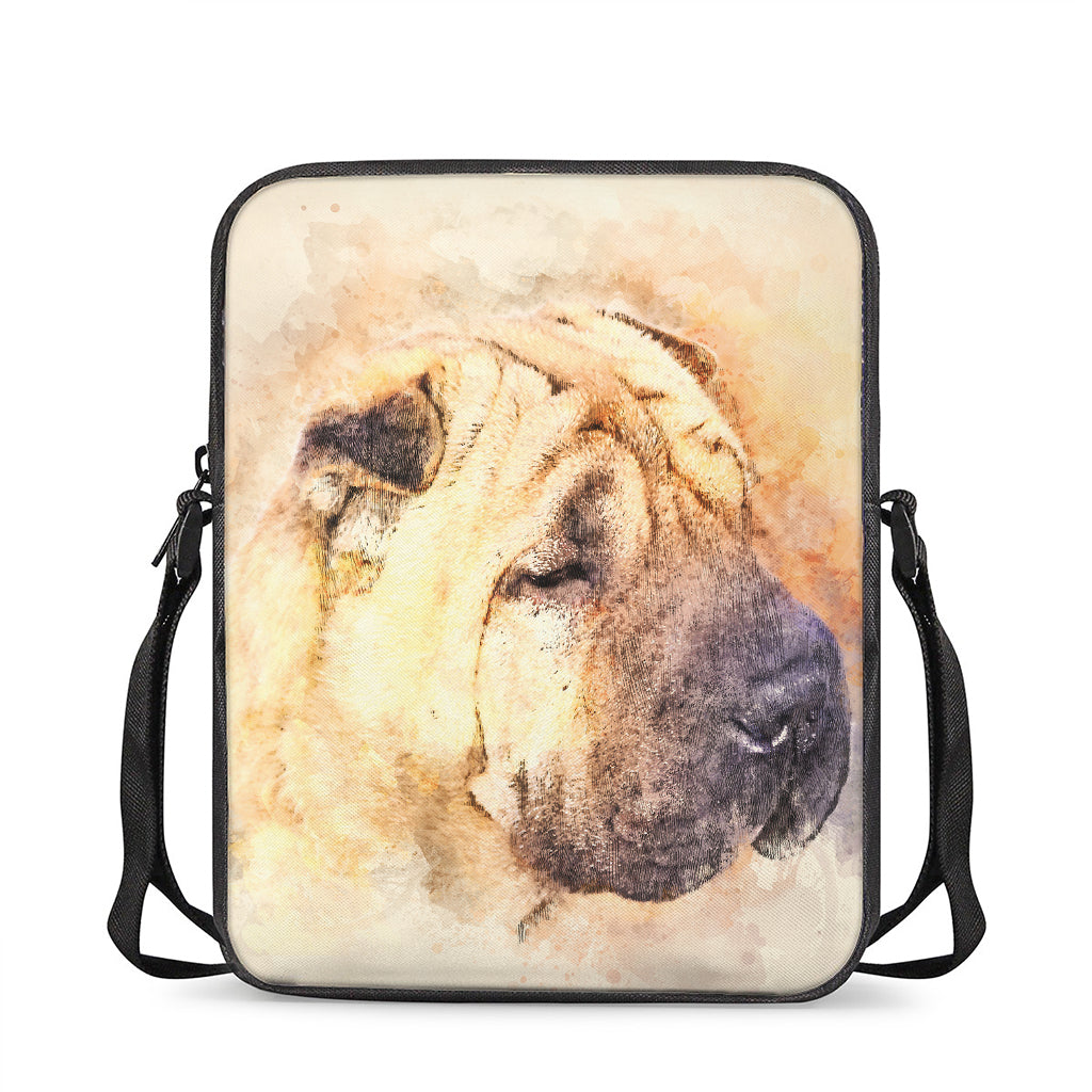 Shar Pei Portrait Print Rectangular Crossbody Bag