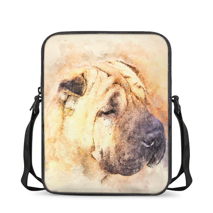 Shar Pei Portrait Print Rectangular Crossbody Bag