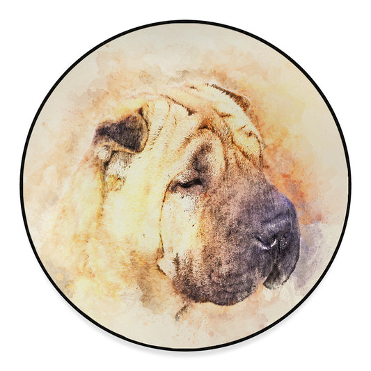 Shar Pei Portrait Print Round Floor Mat