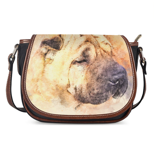 Shar Pei Portrait Print Saddle Bag