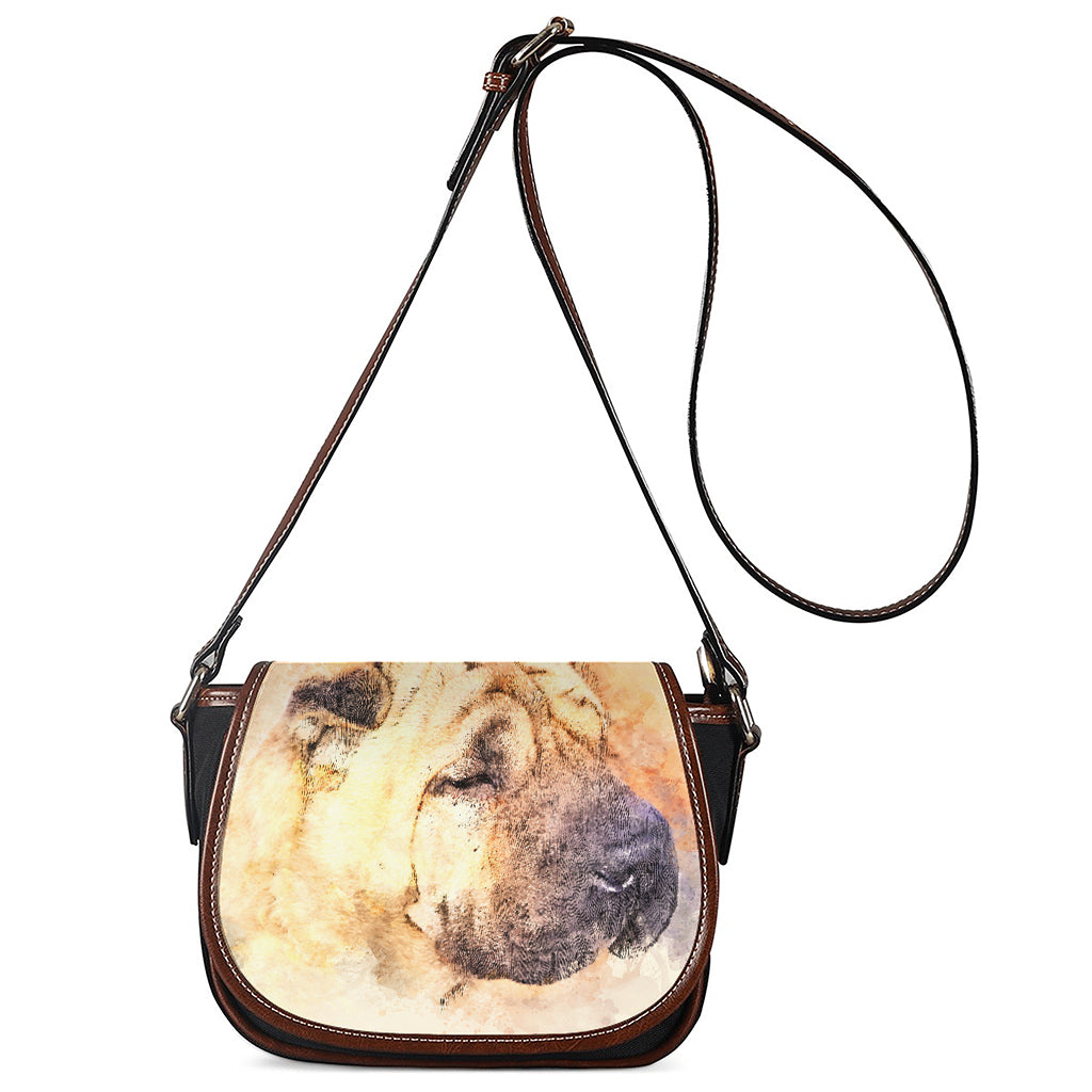 Shar Pei Portrait Print Saddle Bag