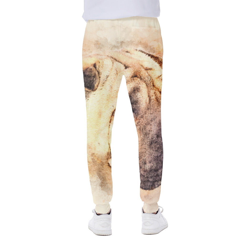 Shar Pei Portrait Print Scuba Joggers