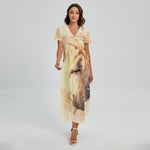 Shar Pei Portrait Print Short Sleeve Maxi Dress