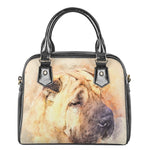 Shar Pei Portrait Print Shoulder Handbag
