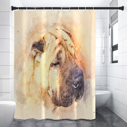 Shar Pei Portrait Print Shower Curtain