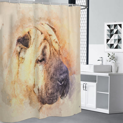 Shar Pei Portrait Print Shower Curtain