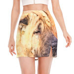 Shar Pei Portrait Print Side Slit Mini Skirt