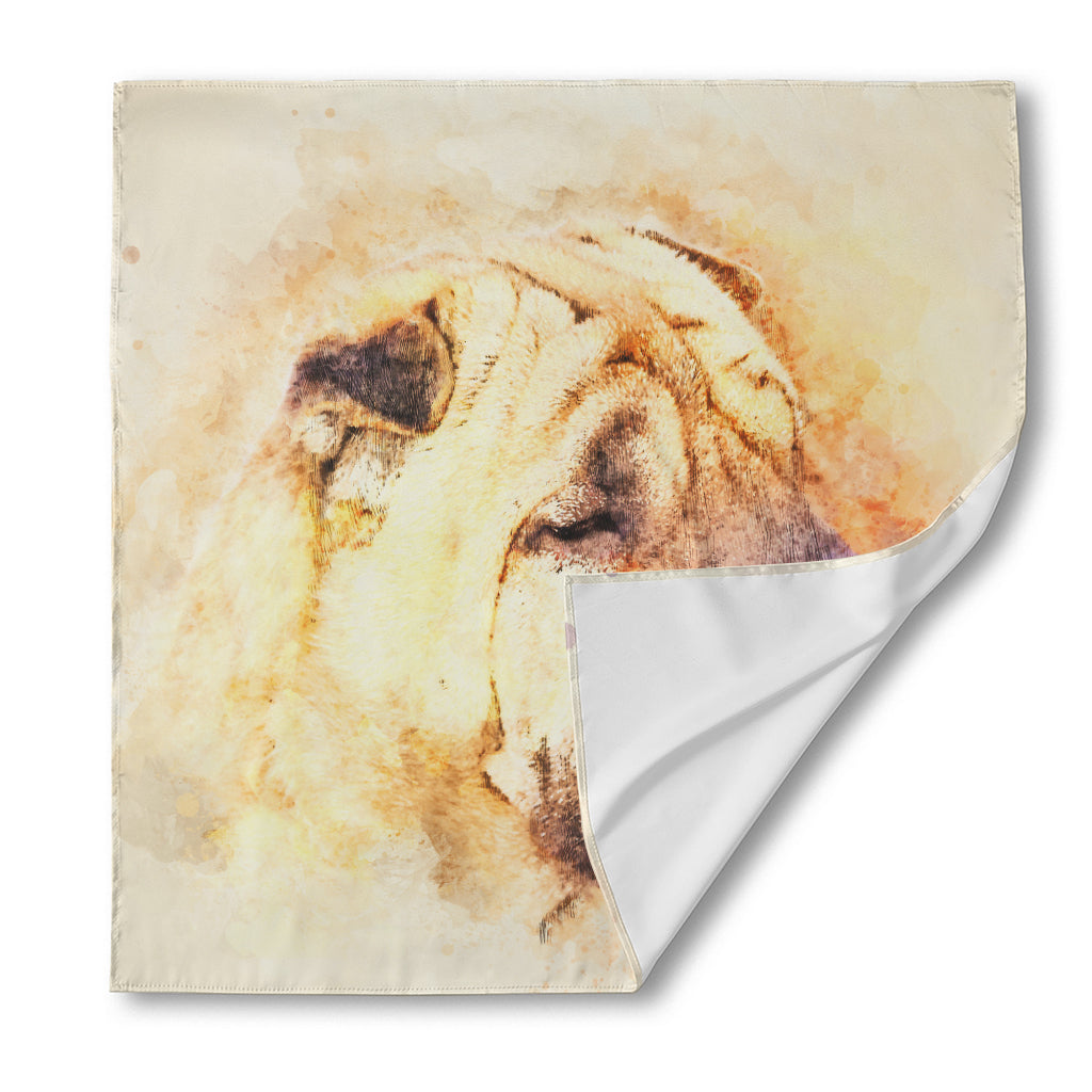 Shar Pei Portrait Print Silk Bandana
