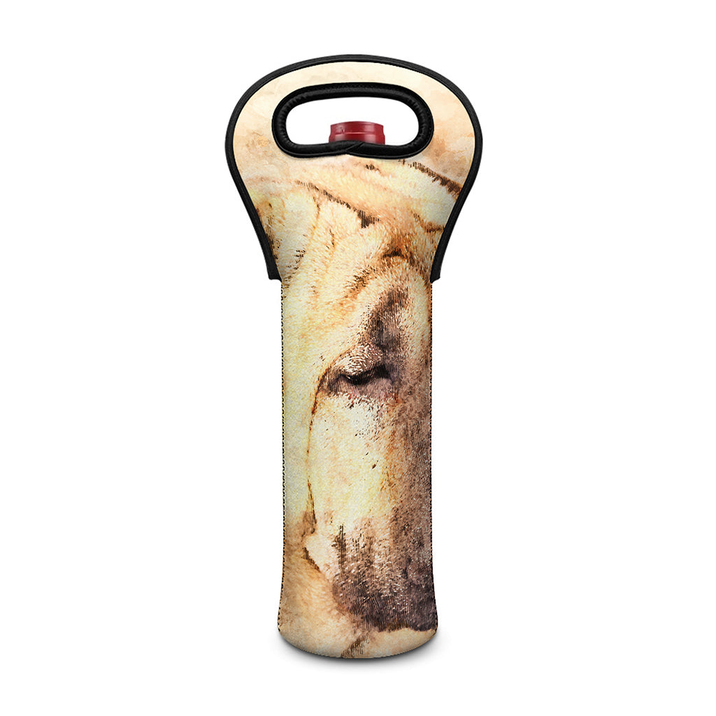 Shar Pei Portrait Print Single Neoprene Wine Tote