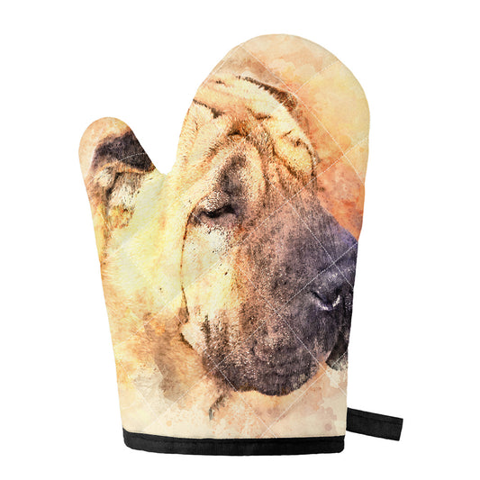 Shar Pei Portrait Print Single Oven Mitt