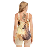 Shar Pei Portrait Print Sleeveless One Piece Swimsuit