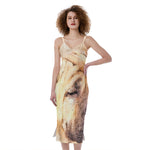 Shar Pei Portrait Print Slim Fit Midi Cami Dress