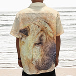 Shar Pei Portrait Print Textured Short Sleeve Shirt
