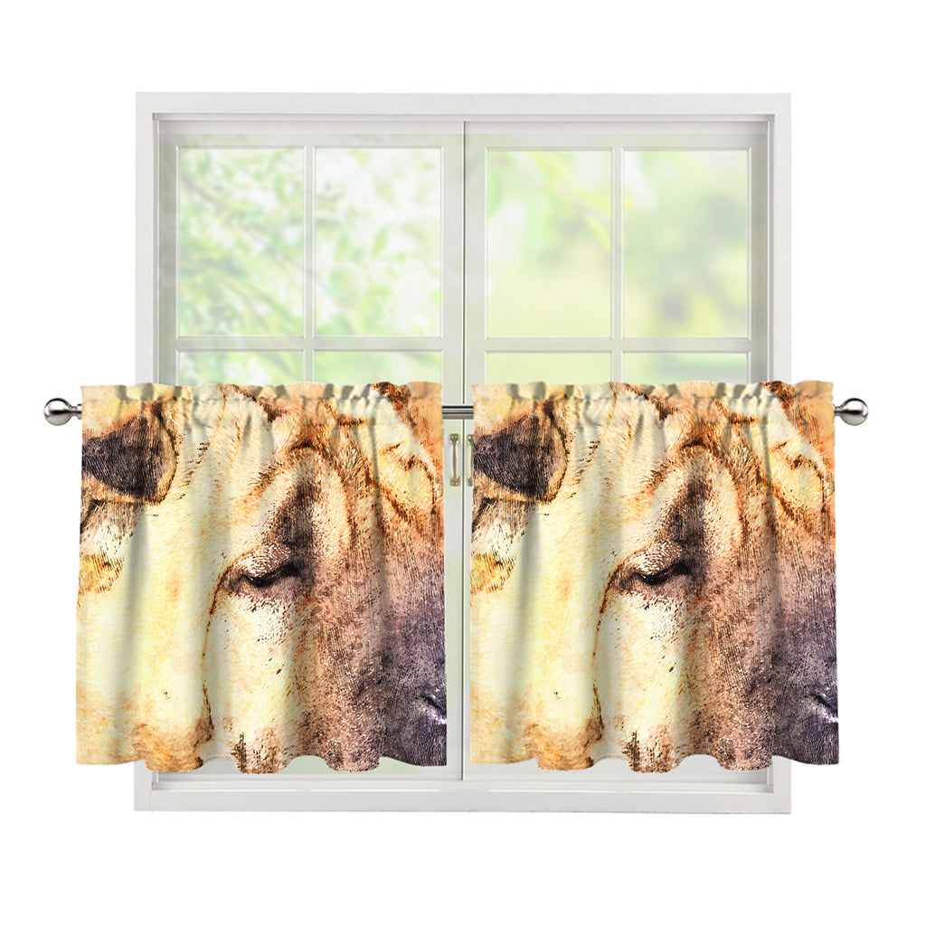 Shar Pei Portrait Print Tier Curtains