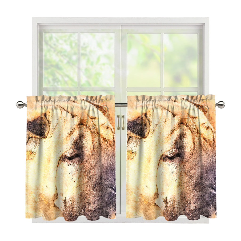 Shar Pei Portrait Print Tier Curtains