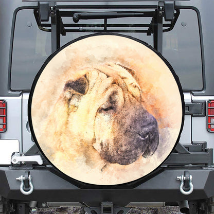 Shar Pei Portrait Print Tire Cover