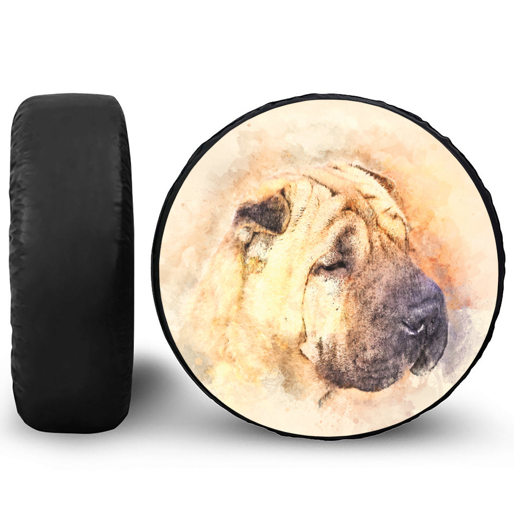 Shar Pei Portrait Print Tire Cover
