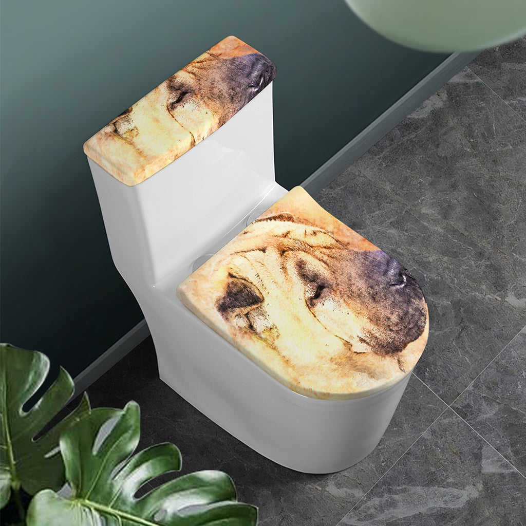 Shar Pei Portrait Print Toilet Lid And Tank Cover Set