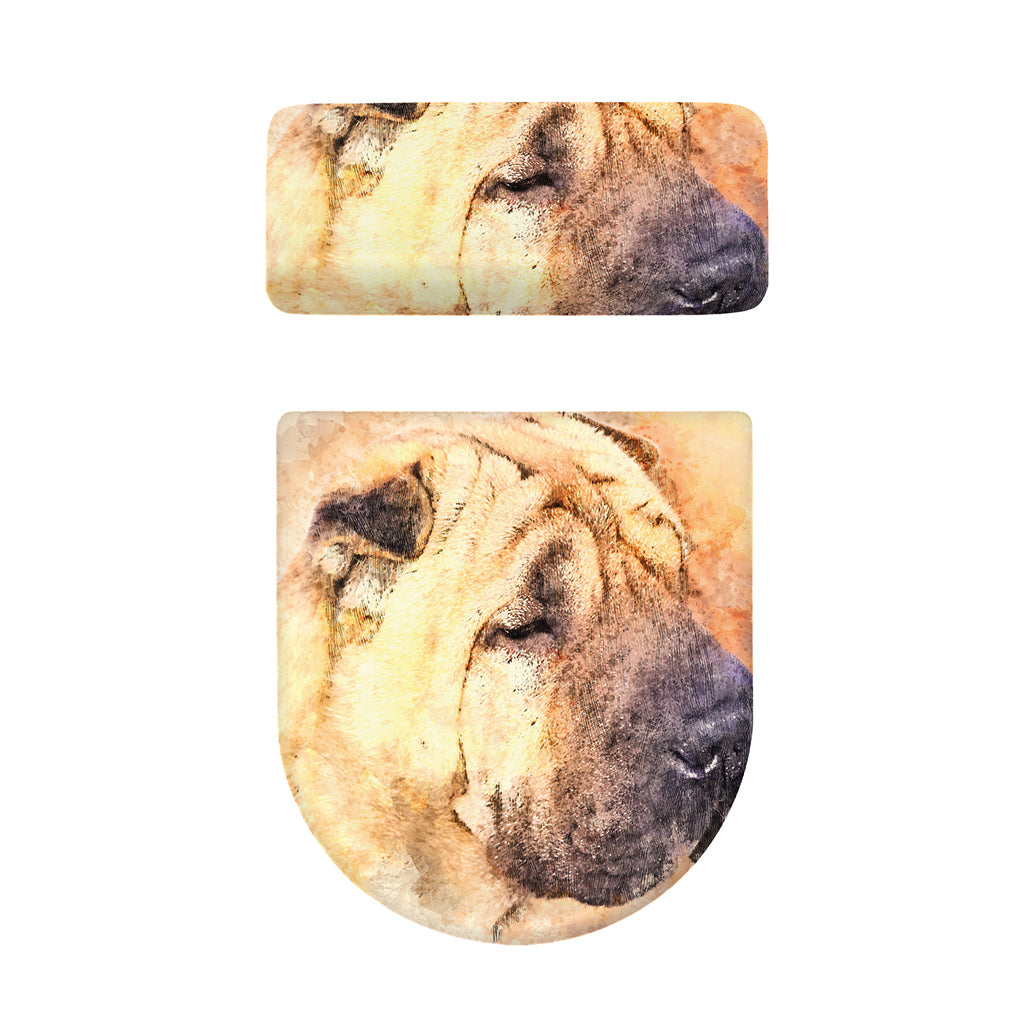 Shar Pei Portrait Print Toilet Lid And Tank Cover Set