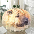 Shar Pei Portrait Print Waterproof Round Tablecloth